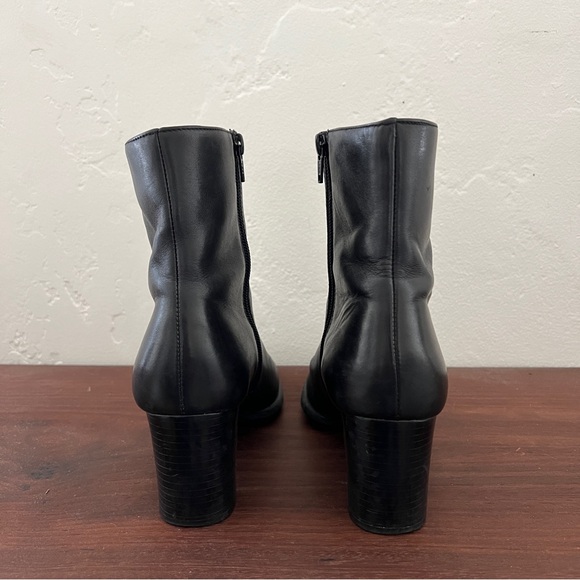 Naturalizer black leather block heel bootie boots side zip comfort shoe 9M - Picture 3 of 15